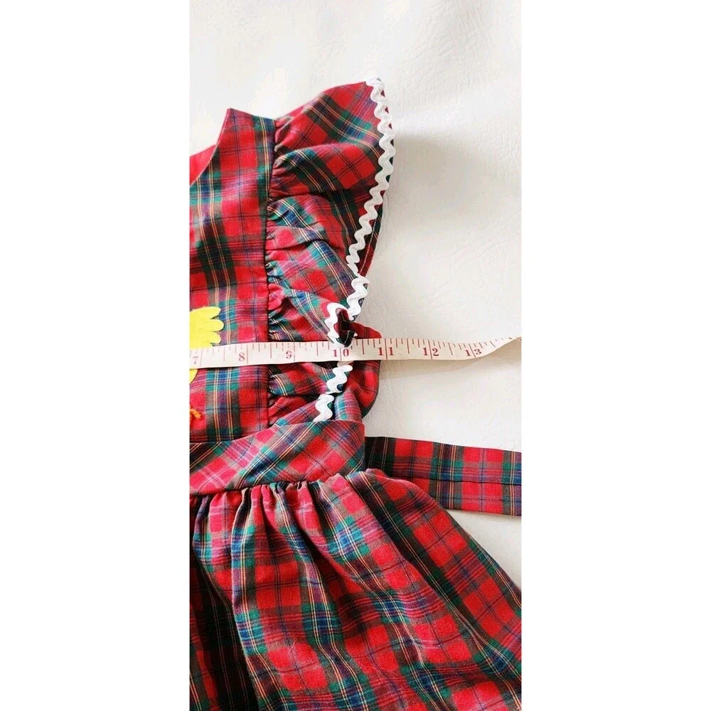 Vintage CHOCOLATE SOUP Farm Rooster Plaid Girls Red Dress Clothes - Sz 4